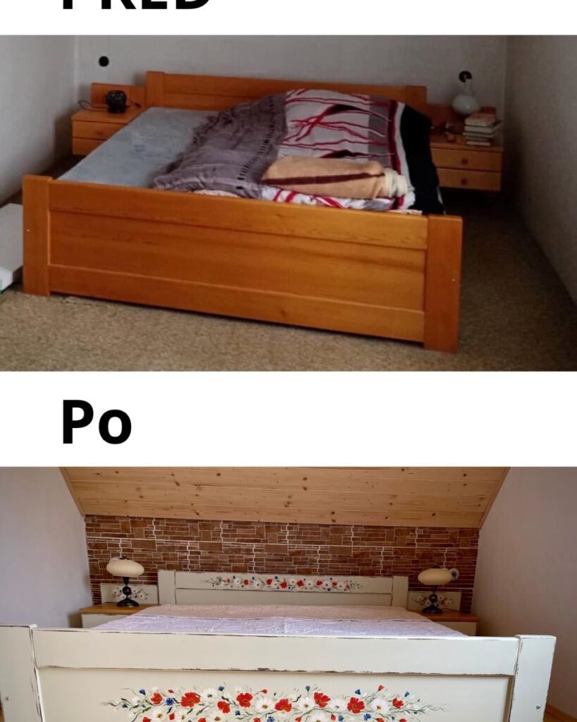 postel-renovace-vlční-mák-ruční-malba-Pešková